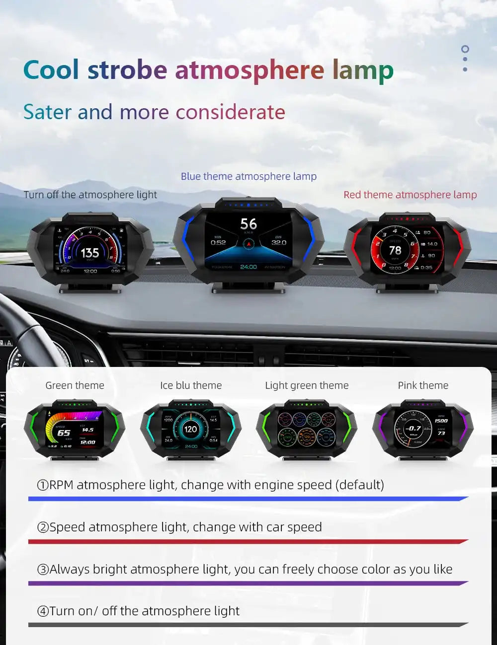 OBD + GPS HUD P24 Car OBD Head Up Display HUD on Board Computer Digital Speedometer Water Temp Fuel Consumption Slope Meter - Magic Electronics