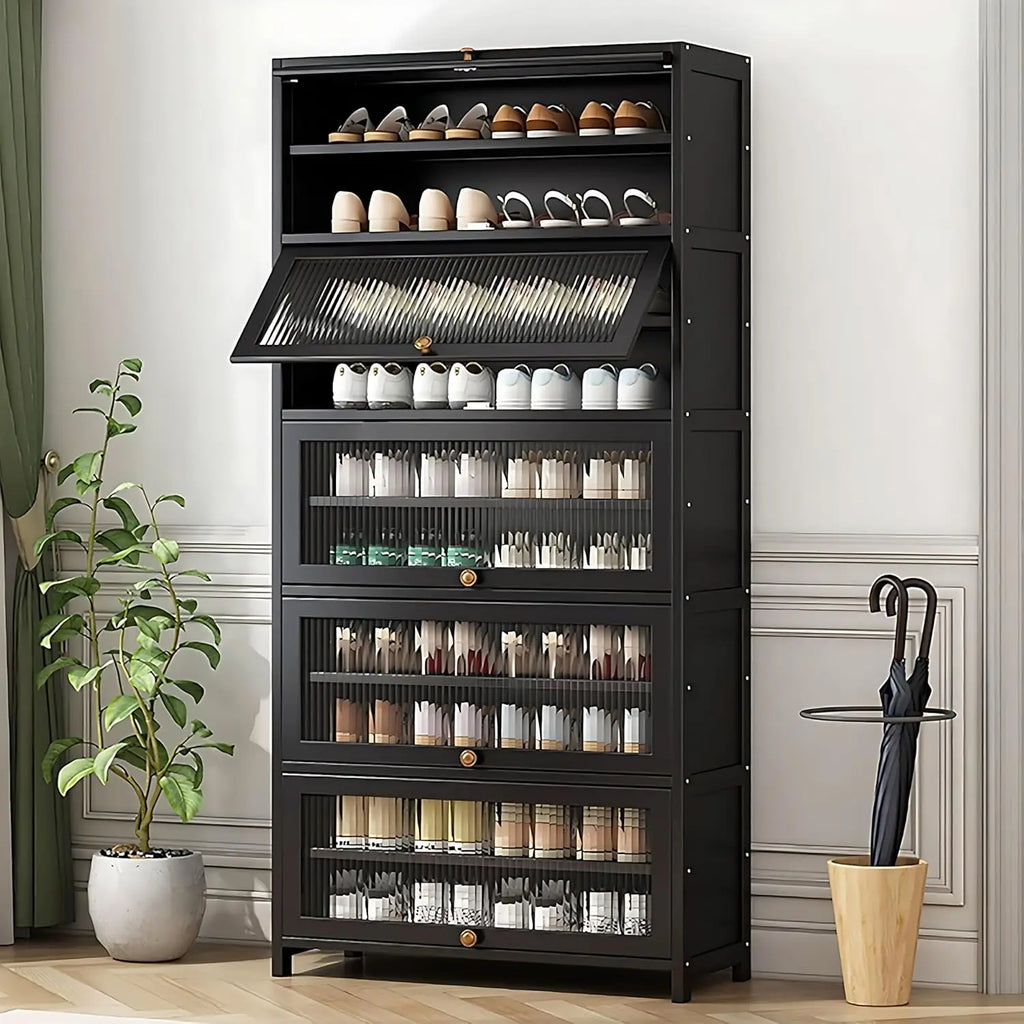 Tall Shoe Cabinet, 10 Tiers 40-45 Pairs Heavy Duty Bamboo Freestanding Shoe Storage Cabinet, 67.7'' Tall Entryway Shoe Organizer Black United States Magic Electronics S86a6abecadc245d3862ab0ae59a229f7p Black United States