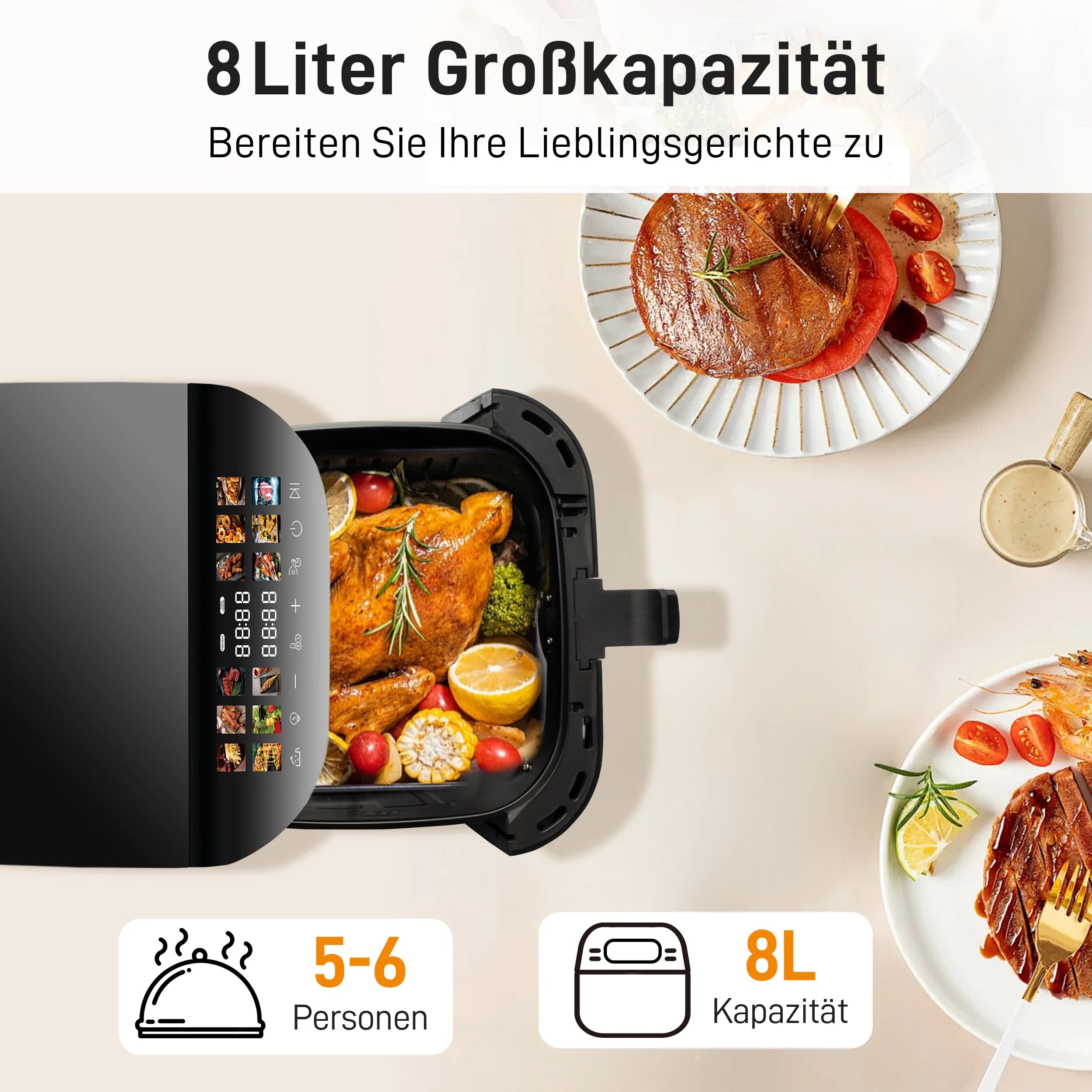 8L Smart machine Hot fryer Multi Function air fryers Smart machine Viewing Window & oven Oilless Cooker with LED Touch Control Magic Electronics S873ad9036c5a427a991b7e2fe263c997G