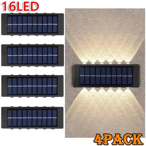 14/16 LED Solar Wall Lamp 1200mAh Outdoor Waterproof Up and Down Solar Lighting Light for Garden Fence Decoration Sunlight Light - Magic Electronics
