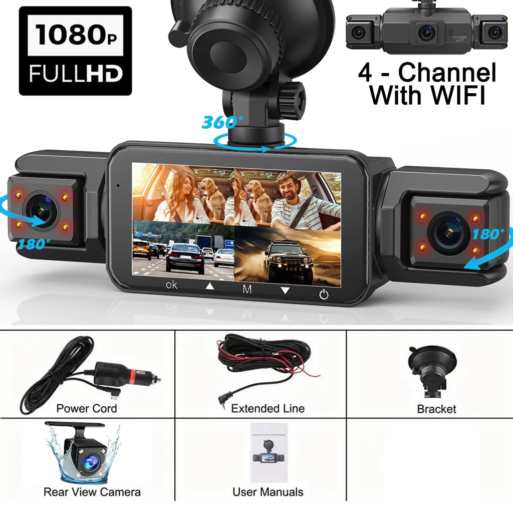 360° dashcam car camera recording wifi wireless webcam way video recorder 1080P 24 Parking 4 Channel Car black box 4 lens Magic Electronics S895b21f621e047cba5cae5b548e6a8358 4 lens