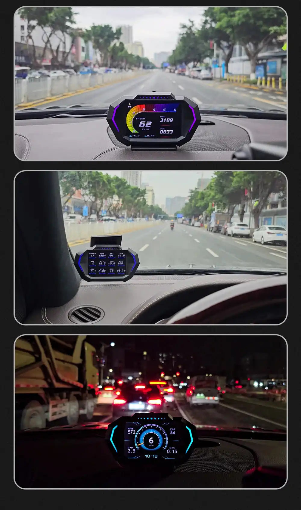 OBD + GPS HUD P24 Car OBD Head Up Display HUD on Board Computer Digital Speedometer Water Temp Fuel Consumption Slope Meter - Magic Electronics