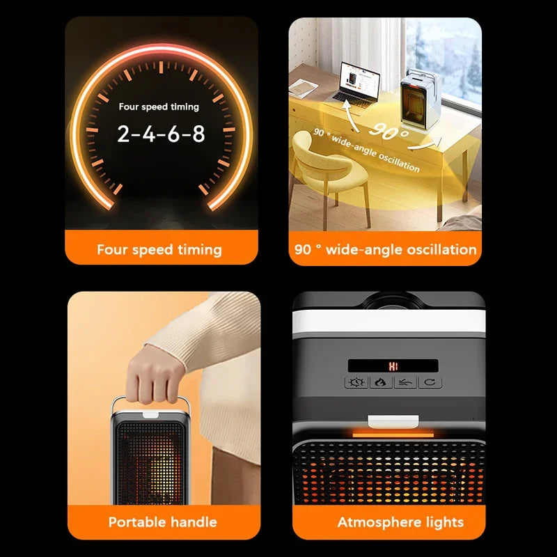 Portable Desktop PTC quick heating shaking head electric both cooling and heating small household With Remote Control 1000W - Magic Electronics
