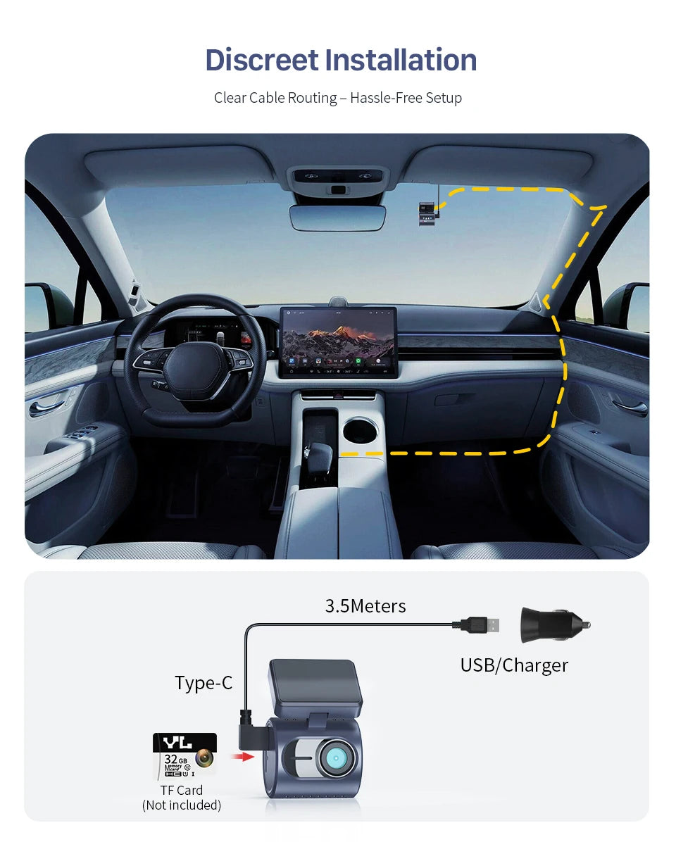 2K KAWA MINI 3 Pro Cameras for Car DVR Tiny Dash Cam 24 Parking Auto Video Recorder WiFi APP Voice Control Car dashcam - Magic Electronics