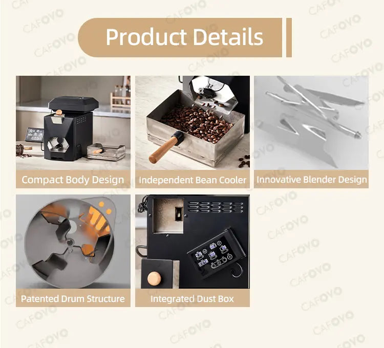 CAFOVO RE-3 Electric Coffee Bean Roaster Machine 200g Direct Fire Stirring Baking Intelligent Dual Mode for Home Use Magic Electronics S8d20e8e9d76e42d7a3571fc1f5f01175t