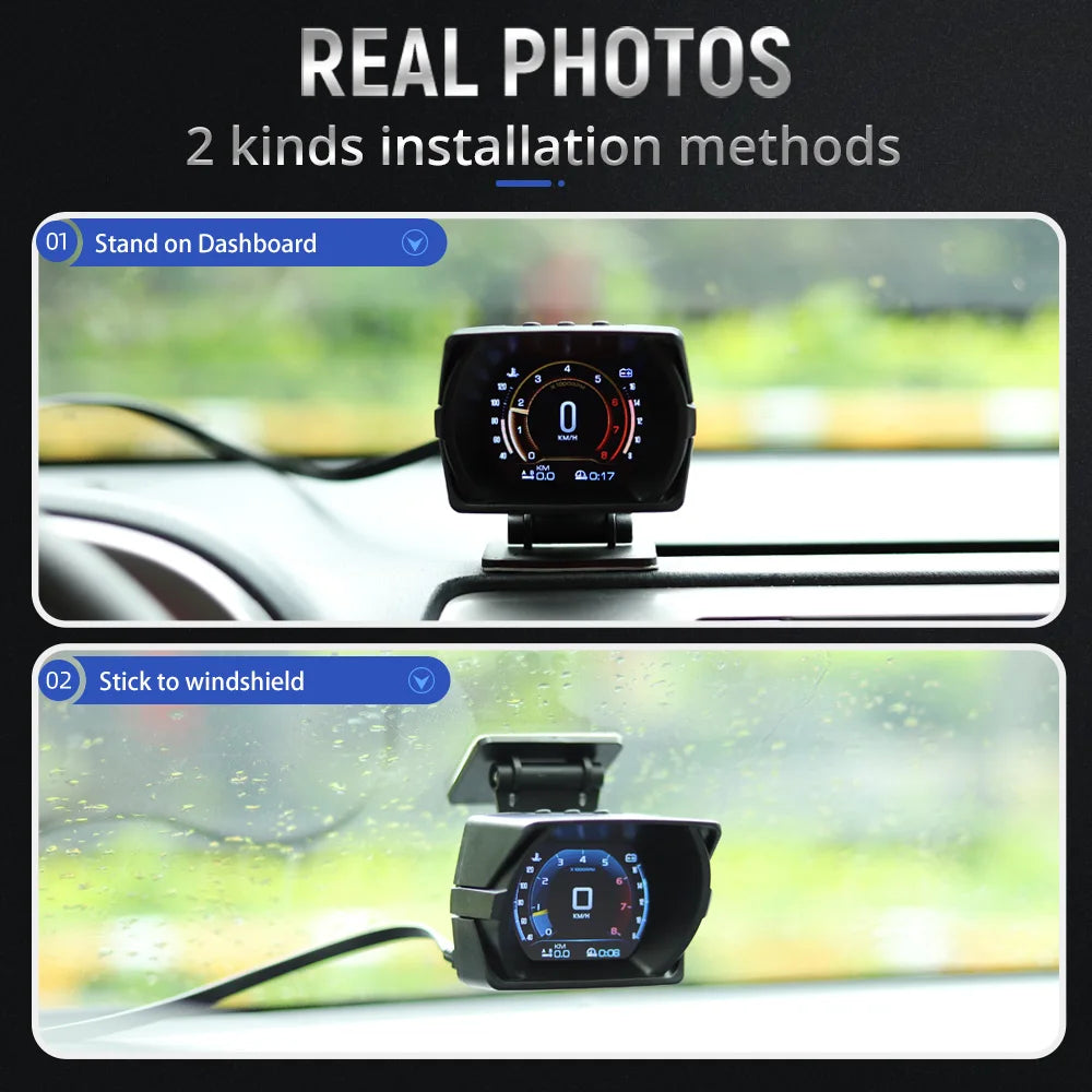 2023 Updated New V63S OBD2 HUD Gauge Car Head Up Display Multi-Function Dashboard Coolant / Oil Temp. Fuel Consumption Oil Level - Magic Electronics