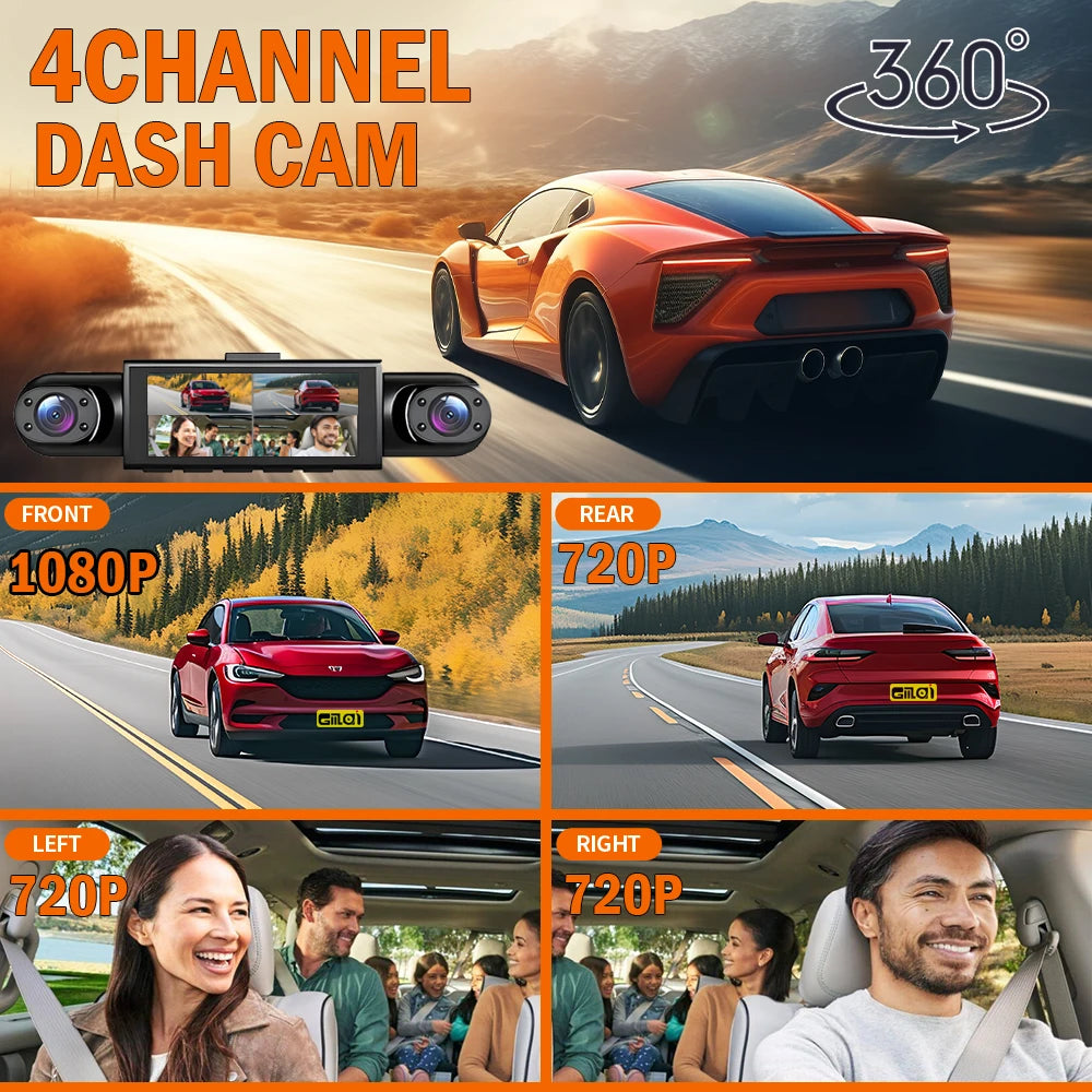 4 Channel Dash Cam 360° Car Video Recorder Black Box with Night Vision 24/7 Parking Monitor G-Sensor Loop Recording auto parts Magic Electronics S8dba4140a4644eed963dc6ef574cf5cdN