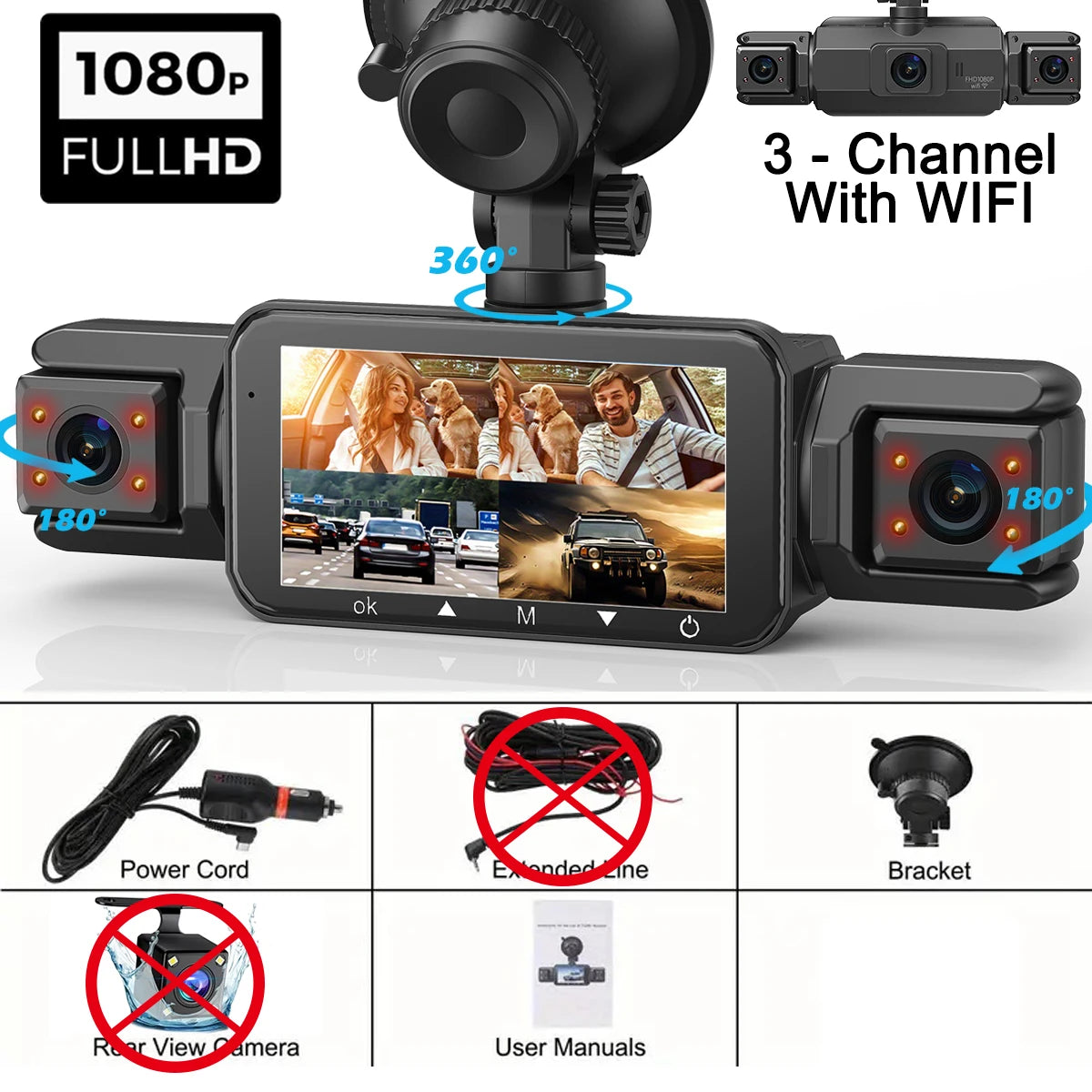 360° dashcam car camera recording wifi wireless webcam way video recorder 1080P 24 Parking 4 Channel Car black box 3 lens Magic Electronics S8e22566c8a564789853850fd022348b9F 3 lens