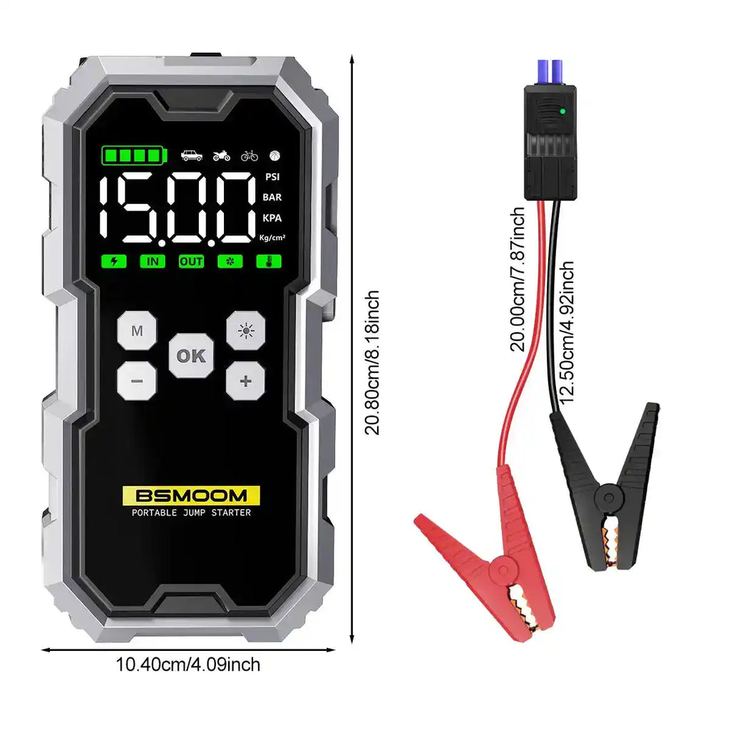 7000A Car Jump Starter with Air Compressor Battery Booster 12V Power Bank with LED Flashlight, Smart Cable with Voltage Display - Magic Electronics