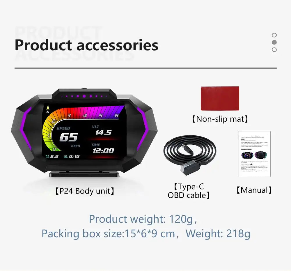 OBD + GPS HUD P24 Car OBD Head Up Display HUD on Board Computer Digital Speedometer Water Temp Fuel Consumption Slope Meter - Magic Electronics