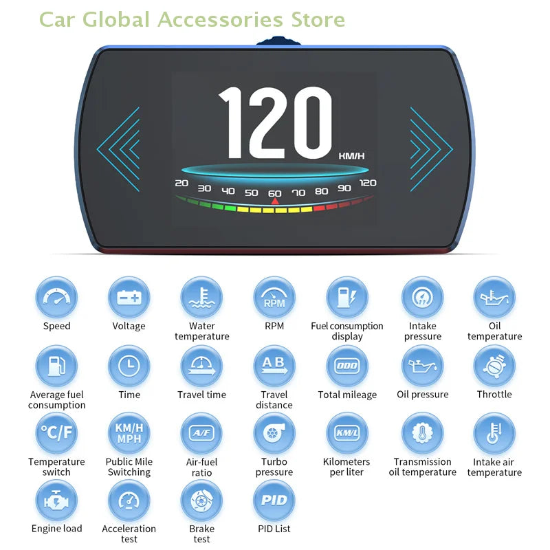 P12S Car OBD2 Head Up Display Dual System For HUD OBD Car Gauge Smart Digital Meter Speed Fuel Read Fault Code Driving Computer Magic Electronics S9029092517fc4960ae69dd9b42fe021b1