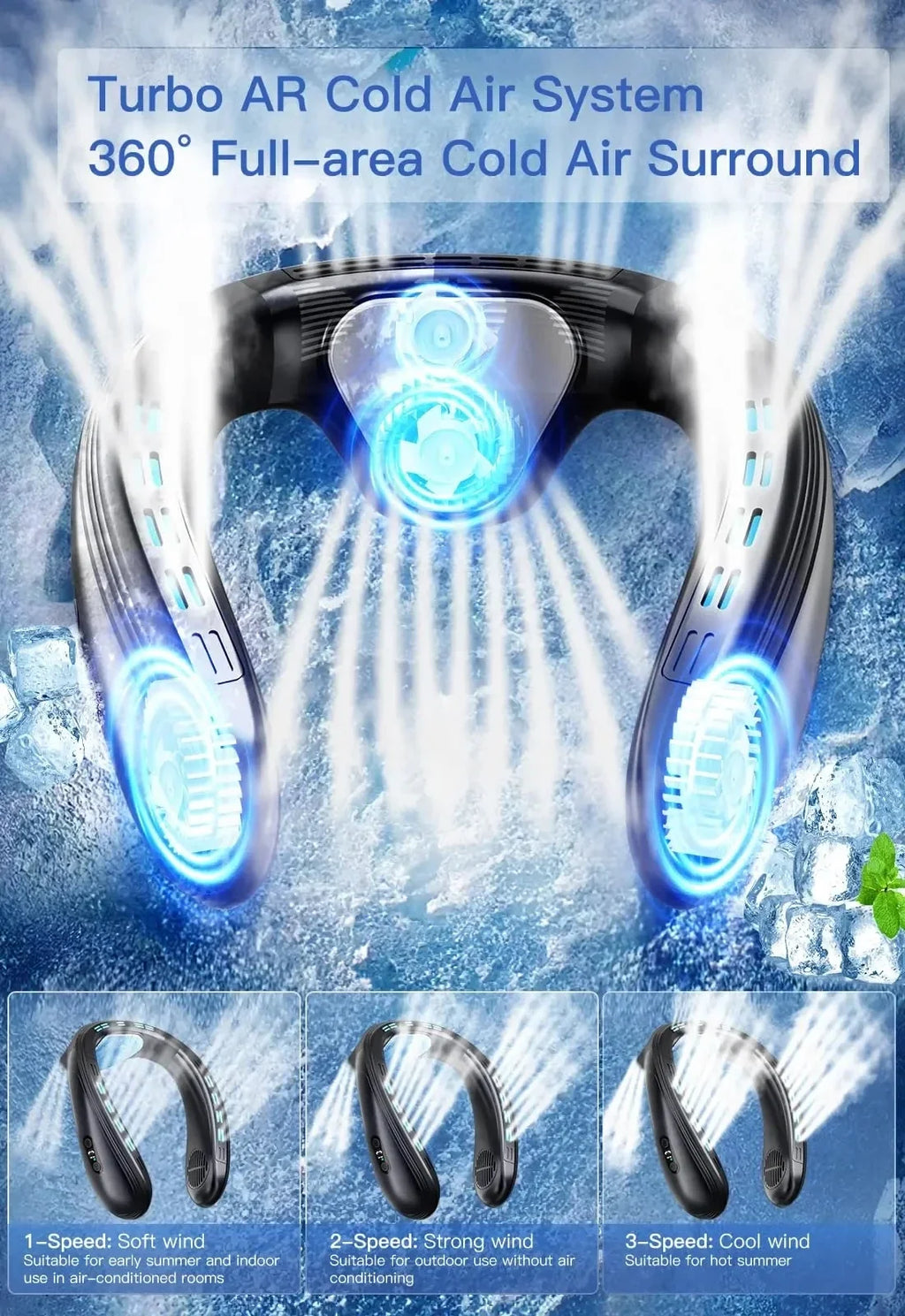 View details for New Neck Air Conditioner Portable Neck Fan Rechargeable Semiconductor Cooling Bladeless Fan Outdoor Personal Fan Wearable New Neck Air Conditioner Portable Neck Fan Rechargeable Semiconductor Cooling Bladeless Fan Outdoor Personal Fan Wea