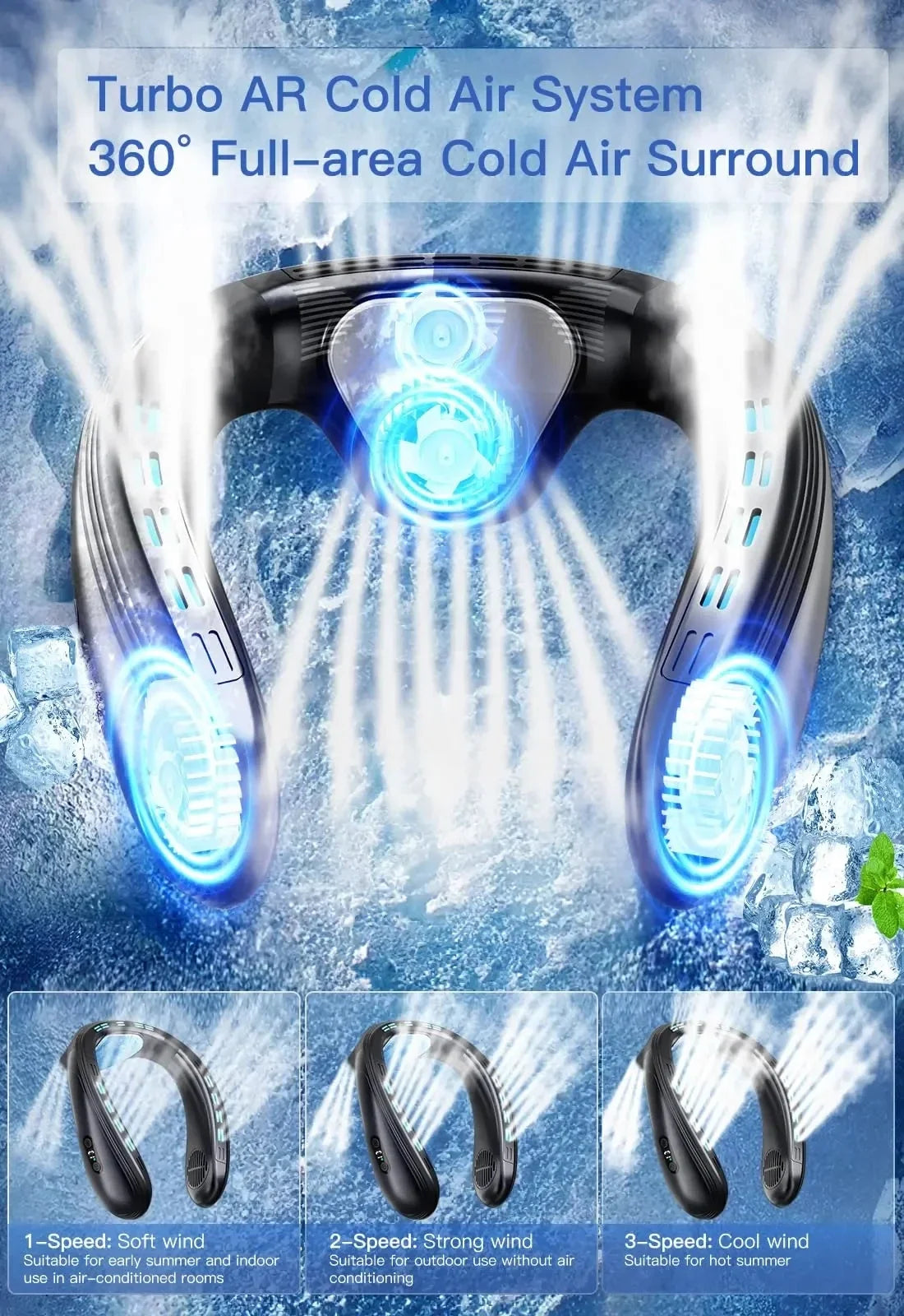 View details for New Neck Air Conditioner Portable Neck Fan Rechargeable Semiconductor Cooling Bladeless Fan Outdoor Personal Fan Wearable New Neck Air Conditioner Portable Neck Fan Rechargeable Semiconductor Cooling Bladeless Fan Outdoor Personal Fan Wea
