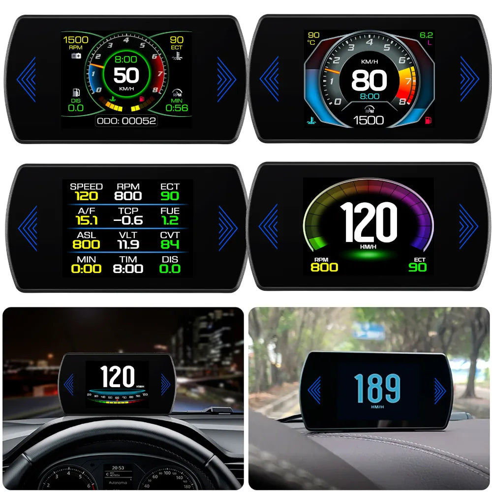 Multi-functions P12S Car HUD Head Up Display OBD2 On-board Computer Water Temp Fuel Consumption LCD Digital Speedometer Gauge Default Title Magic Electronics S90ae4aa649934a2b84b28b55e520850eM Default Title