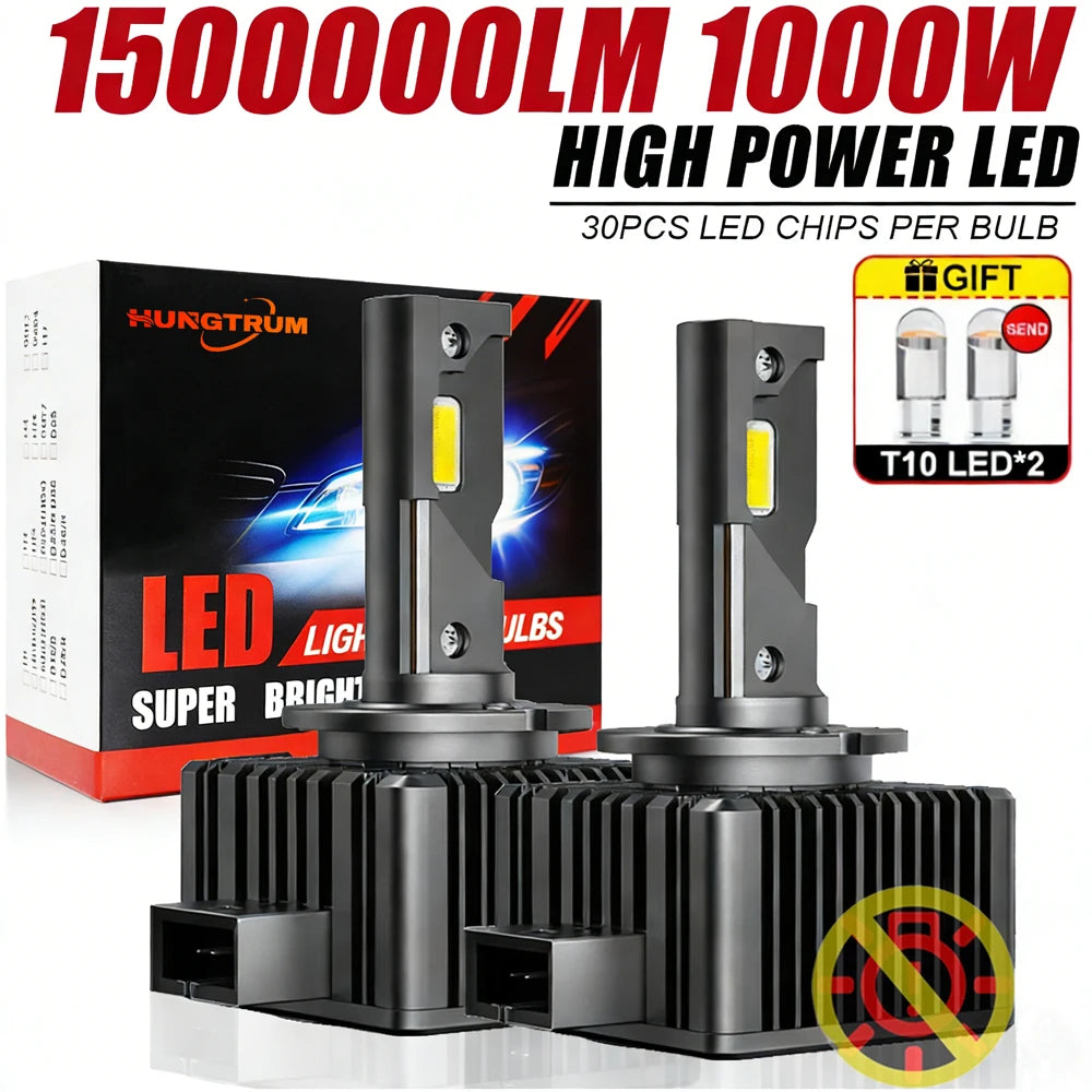 D1S D3S LED Headlight Canbus 1000W 1500000LM D4S D2S D8S Auto Bulbs Two-sided D1R D2R D3R D4R Car Lamp Xenon HID 6000K 12V 24V - Magic Electronics