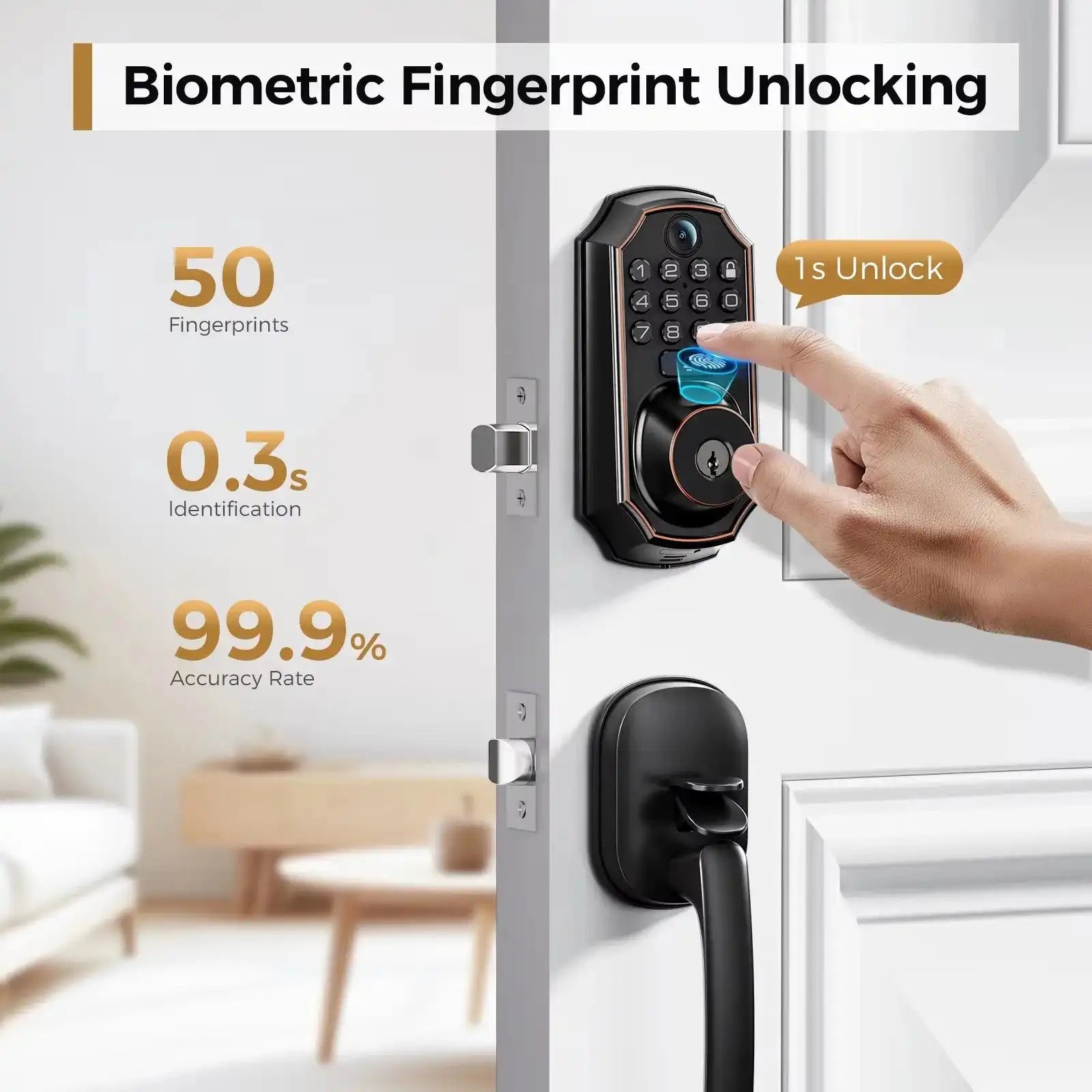 ARPHA Smart Lock D289H Smart WiFi Keyless Door Lock with Camera 5 in 1 Camera Fingerprint Entry App-Controlled Auto-Lock System - Magic Electronics