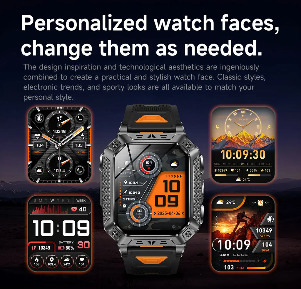 2026 Military outdoor SmartWatch Fitness Clock Men 2.01 inch AMOLED Screen 1400mAh Battery Flashlight Call Waterproof Smart Band Magic Electronics S931b58c217cf4b21bf954a65001eaef1e