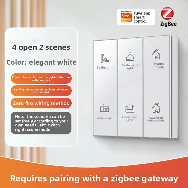 Zigbee Smart Switch Glass Panel Tuya Smart Home App Remote Control With Timer Function Voice Control Intelligent Button Switch - Magic Electronics
