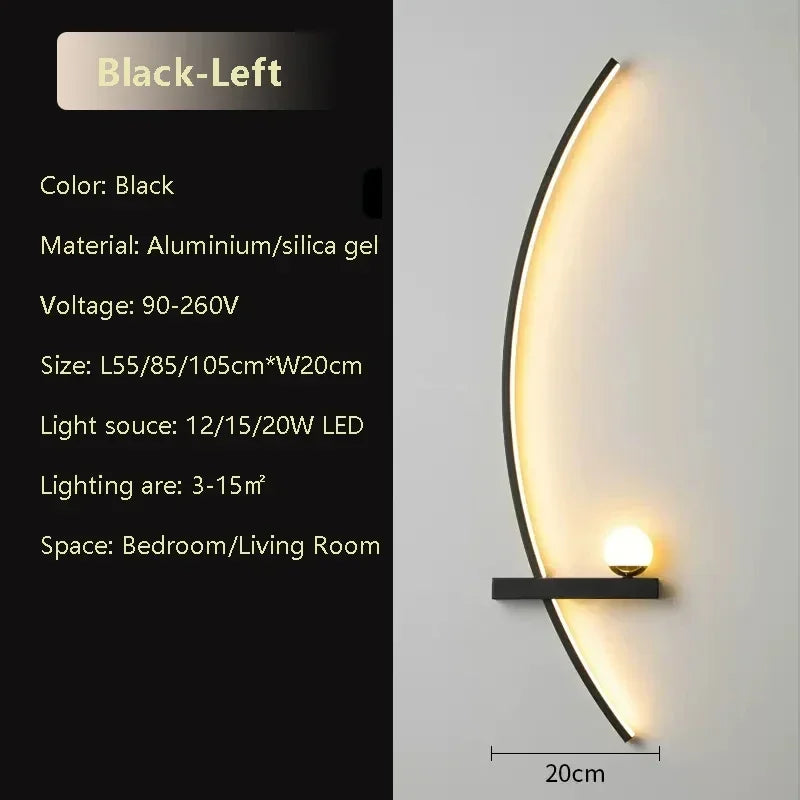 Smart LED Wall Lamp 55/105CM Remote Control Left Right Lighting Bedside Wall Sconces Bedroom Living Room Home Led Lights Lustre WL633 Black Left Magic Electronics S94ed23aa8b7d40cd9b558ca496781ebeE WL633 Black Left
