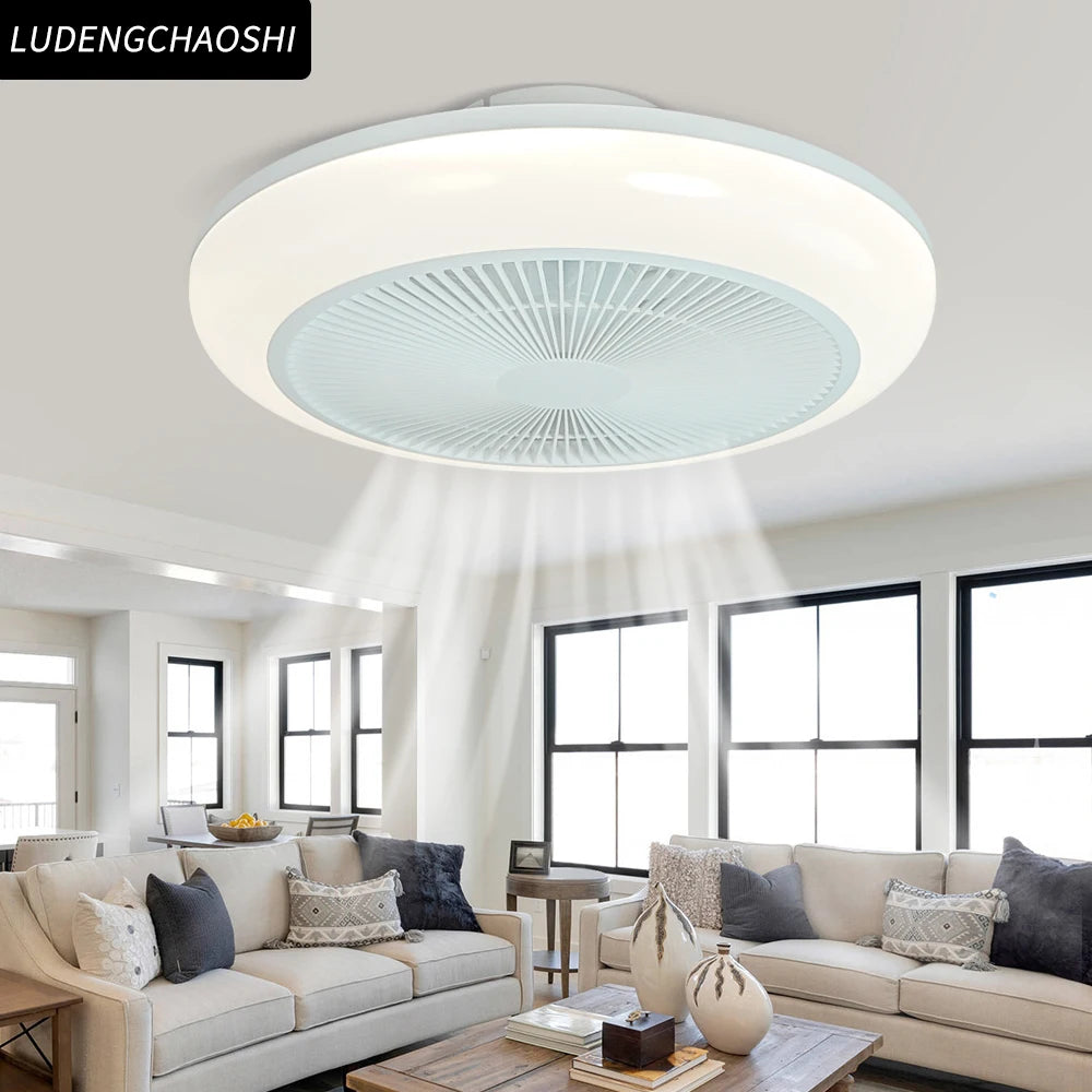 Ceiling Pendant Light Ceiling Fan with Light in a modern living room setting with natural light and stylish decor.
