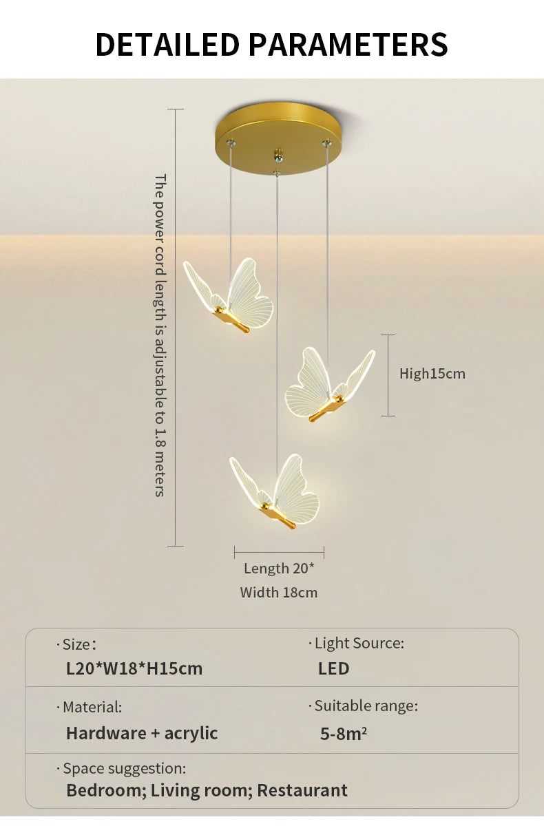 LED Modern 3-Head Butterfly Pendant Ceiling Light, Bedhead Indoor Living Room Dining Room Kitchen Decorative Lighting Magic Electronics S9536a128a873444880fd261c73aeca9fR