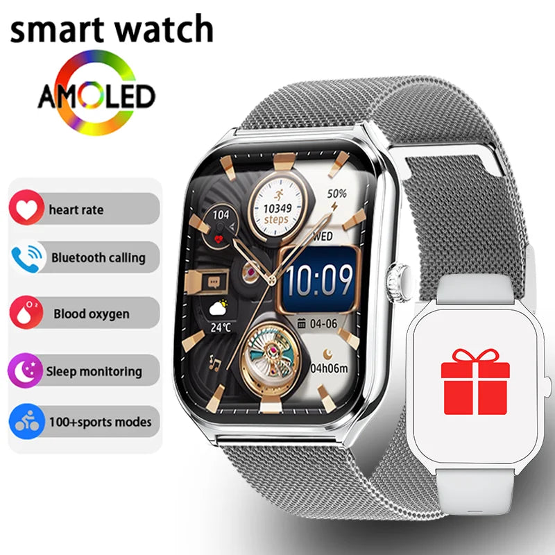 New Ultra Thin Smart Watch men 1.96" AMOLED 360*360 HD Pixel Display Always Show Time Call Reminder Smartwatch Ladies For huawei Silver mesh belt Magic Electronics S9591ad8cbb8e4d8094f45b6e957bd7ee8 Silver mesh belt