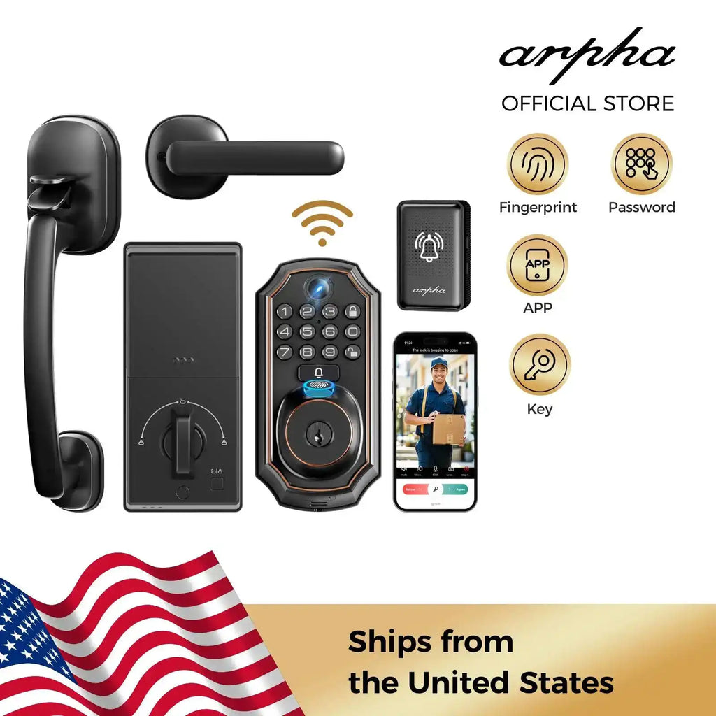 ARPHA Smart Lock D289H Smart WiFi Keyless Door Lock with Camera 5 in 1 Camera Fingerprint Entry App-Controlled Auto-Lock System - Magic Electronics