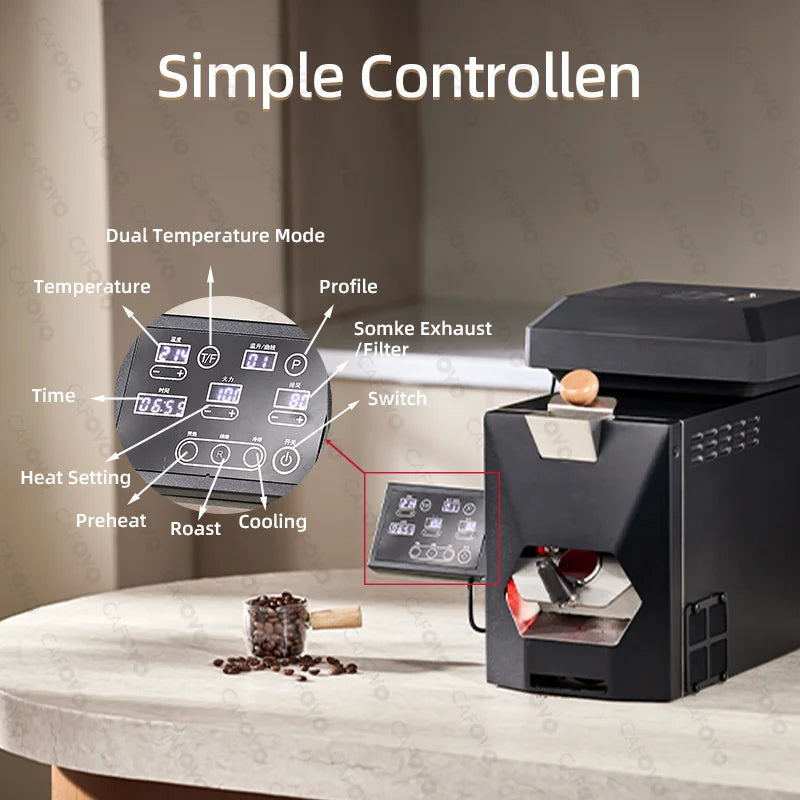 CAFOVO RE-3 Electric Coffee Bean Roaster Machine 200g Direct Fire Stirring Baking Intelligent Dual Mode for Home Use Magic Electronics S96a2388f178f4838b189ec379560cb8aX