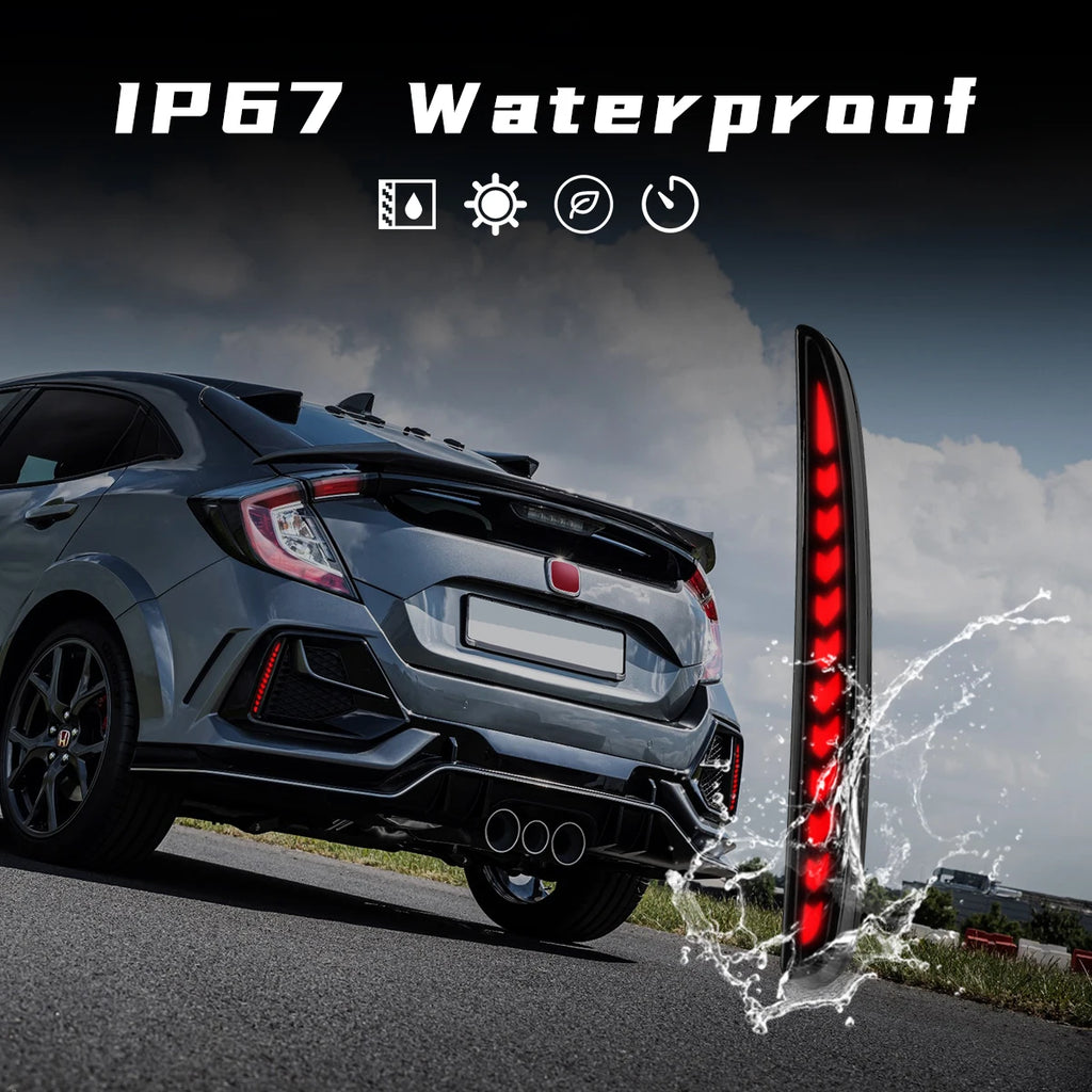 For Honda Civic Type-R Sl Hatchback 2016 2017 2018 2019 2020 LED Rear Bumper Reflector Lights Brake Dynamic Turn Signal Lamps Magic Electronics S98e338a4f0134b50a3f6586325d367fbG