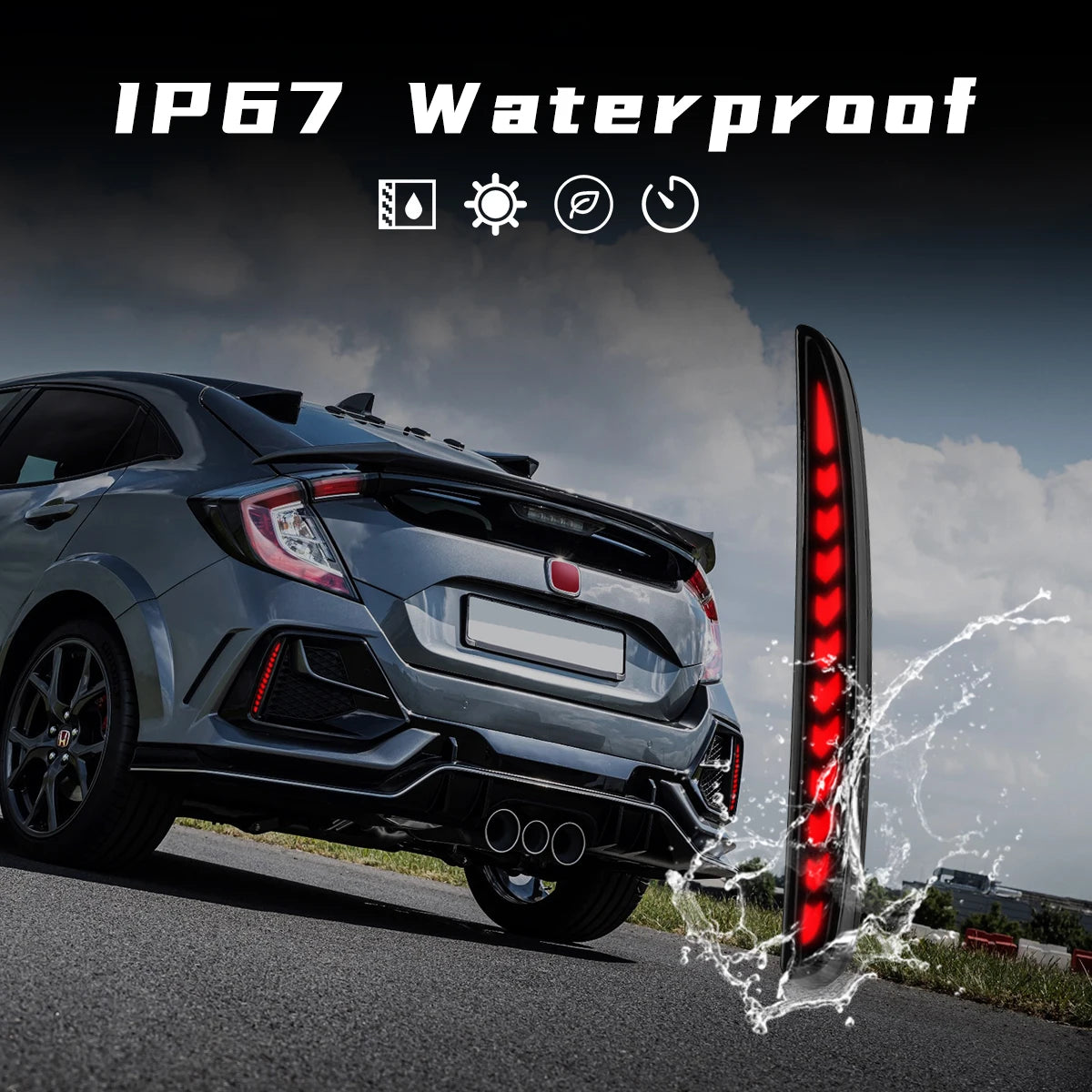 For Honda Civic Type-R Sl Hatchback 2016 2017 2018 2019 2020 LED Rear Bumper Reflector Lights Brake Dynamic Turn Signal Lamps Magic Electronics S98e338a4f0134b50a3f6586325d367fbG