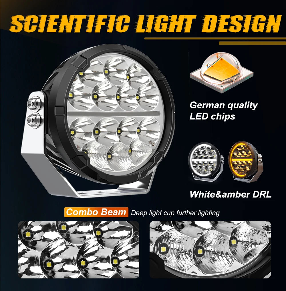 CO LIGHT Round LED Offroad Lights 7 Inch Spot Driving Light Pods with DRL Super Bright Off Road Ditch Work Light Bar for SUV Magic Electronics S9976b111b025405eb0b1b1e459045150E_e28145c8-74ee-401c-a191-c58642fa3424