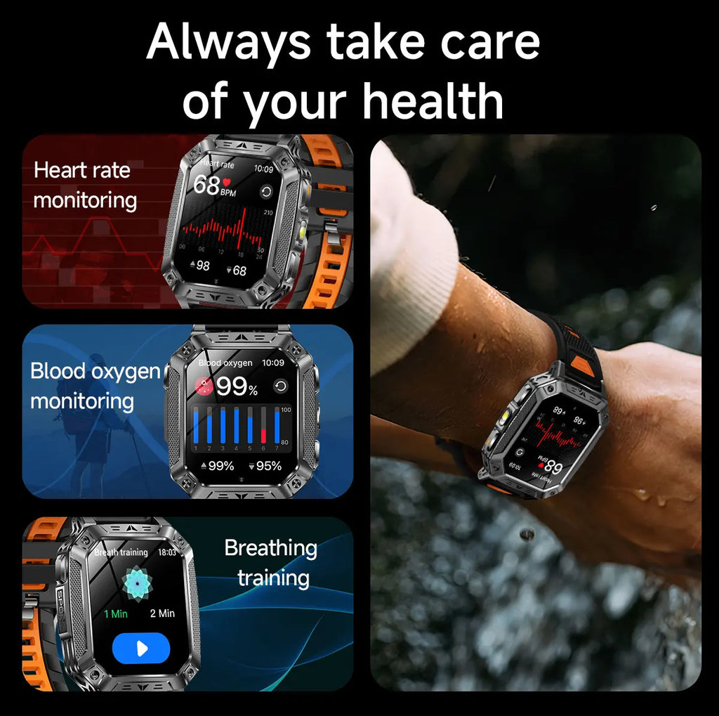 2026 Military outdoor SmartWatch Fitness Clock Men 2.01 inch AMOLED Screen 1400mAh Battery Flashlight Call Waterproof Smart Band Magic Electronics S99b369467cdc4e90b6c74a72cd748f4bK