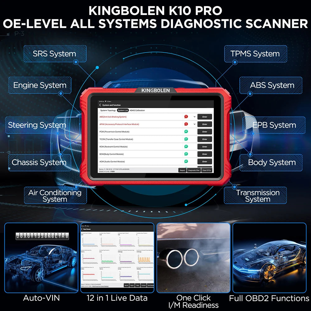 KINGBOLEN K10 PRO Bidirectionnal OBD2 Scanner ECU Coding 40+ Service CANFD FCA All System Diagnostic Tools 2 Year Free Update Magic Electronics S99bbfc7fe0024e3e9688ca324f9381226
