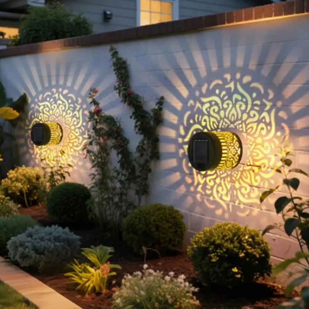 View details for Solar Outdoor Wall Light with Floodlight Hollow Design Waterproof Garden Patio Courtyard Decorative Lamp for Fence Villa Door Solar Outdoor Wall Light with Floodlight Hollow Design Waterproof Garden Patio Courtyard Decorative Lamp for Fen