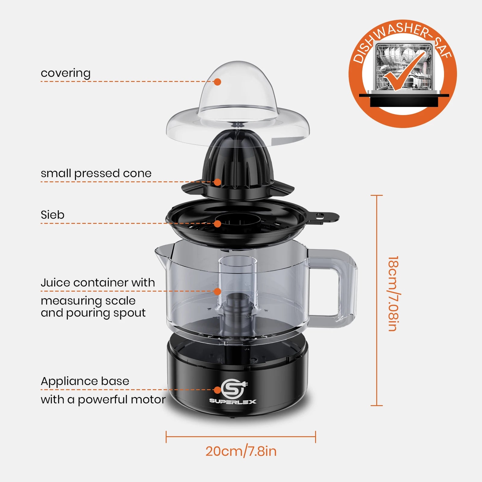 SUPERLEX Electric Citrus Juicer 500ML Large Capacity Electric Squeezer Higher Juice Yield Fruit Press Machine New For Household Magic Electronics S9a8ad1d785fe4f6c914c075e7a8e156fy