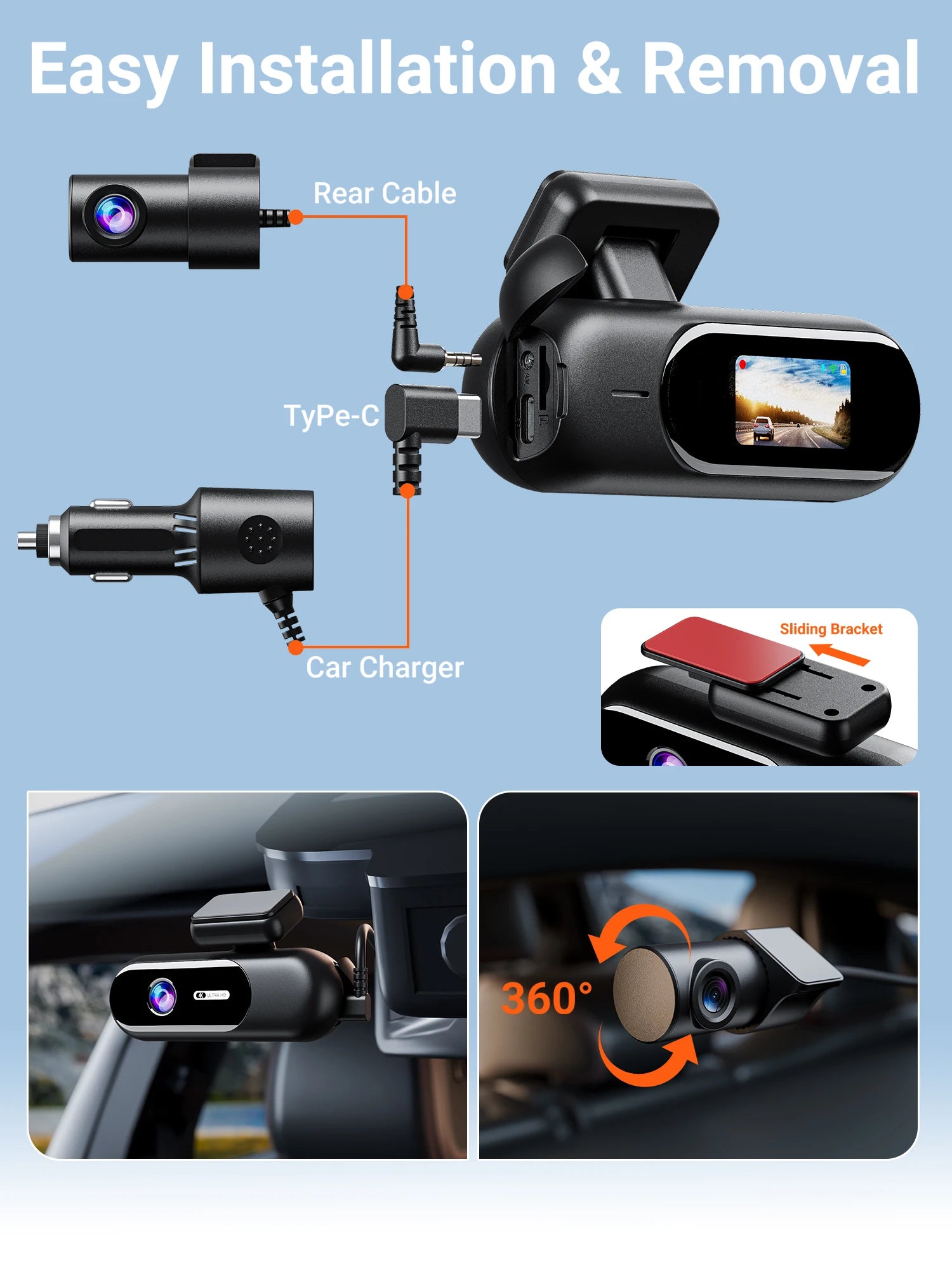 Dash Cam for cars 4K UHD Recording Front Rear Car Camera HDR Night Vision Recorder Built in Wi-Fi 24H Parking Mode APP Monitor Magic Electronics S9abaead59962414bba12015f249b47eaP