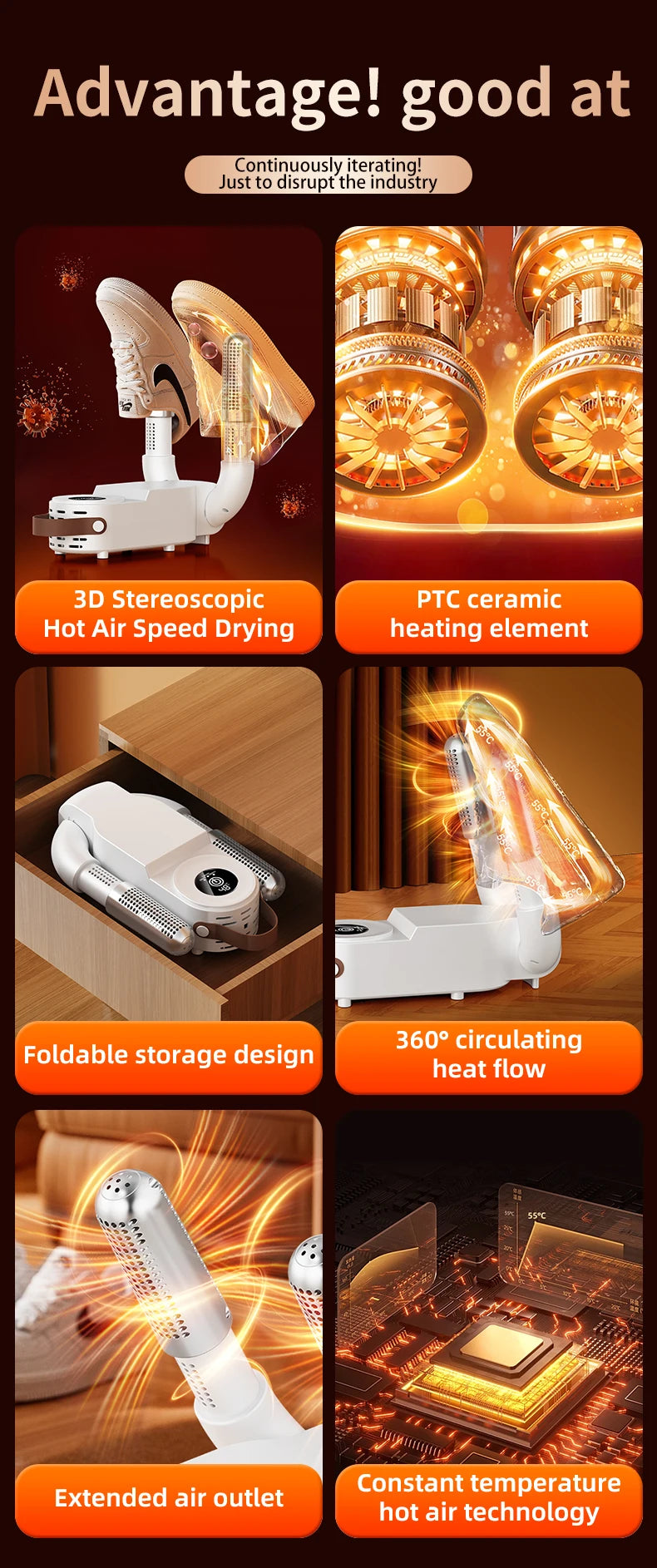 HOMEFISH Intelligent Shoe Dryer Quick Drying Deodorizing Sterilizing Adjustable Timer Household Shoe Warmer And Heater - Magic Electronics