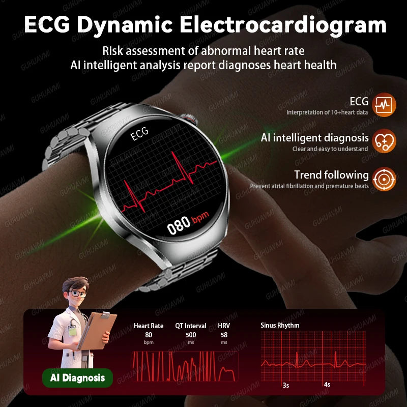 2026 New Accurate Body Health analysis Smart Watch Men ECG Blood lipids Uric acid Blood Pressure Body Fat Voice Call Smartwatch Magic Electronics S9b4ddecfe8a943a8b0e4d3f17c3ab373x