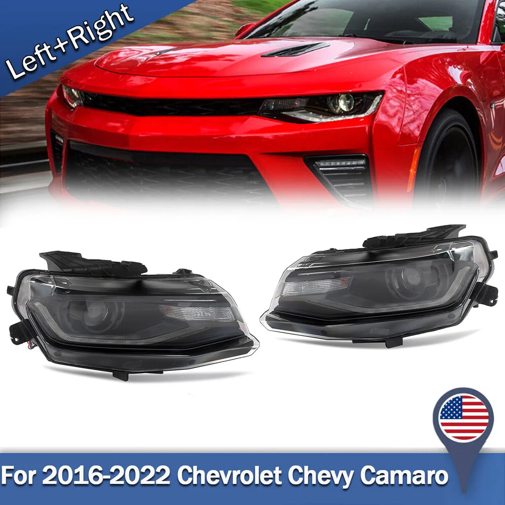 Front Headlight For Chevy Camaro 2016 2017 2018 2019 2020 2021 2022 HID/Xenon Projector Headlights LED DRL LEFT RIGHT Head Light - Magic Electronics