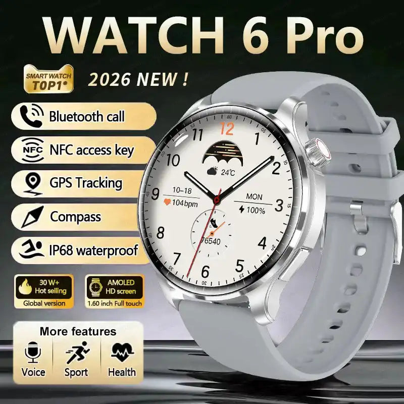 2026 New GPS SmartWatch BluetoothCall IP68 Waterproof AMOLED Screen Custom AOD Watch Face Sport Smartwatch Men Women Android iOS - Magic Electronics