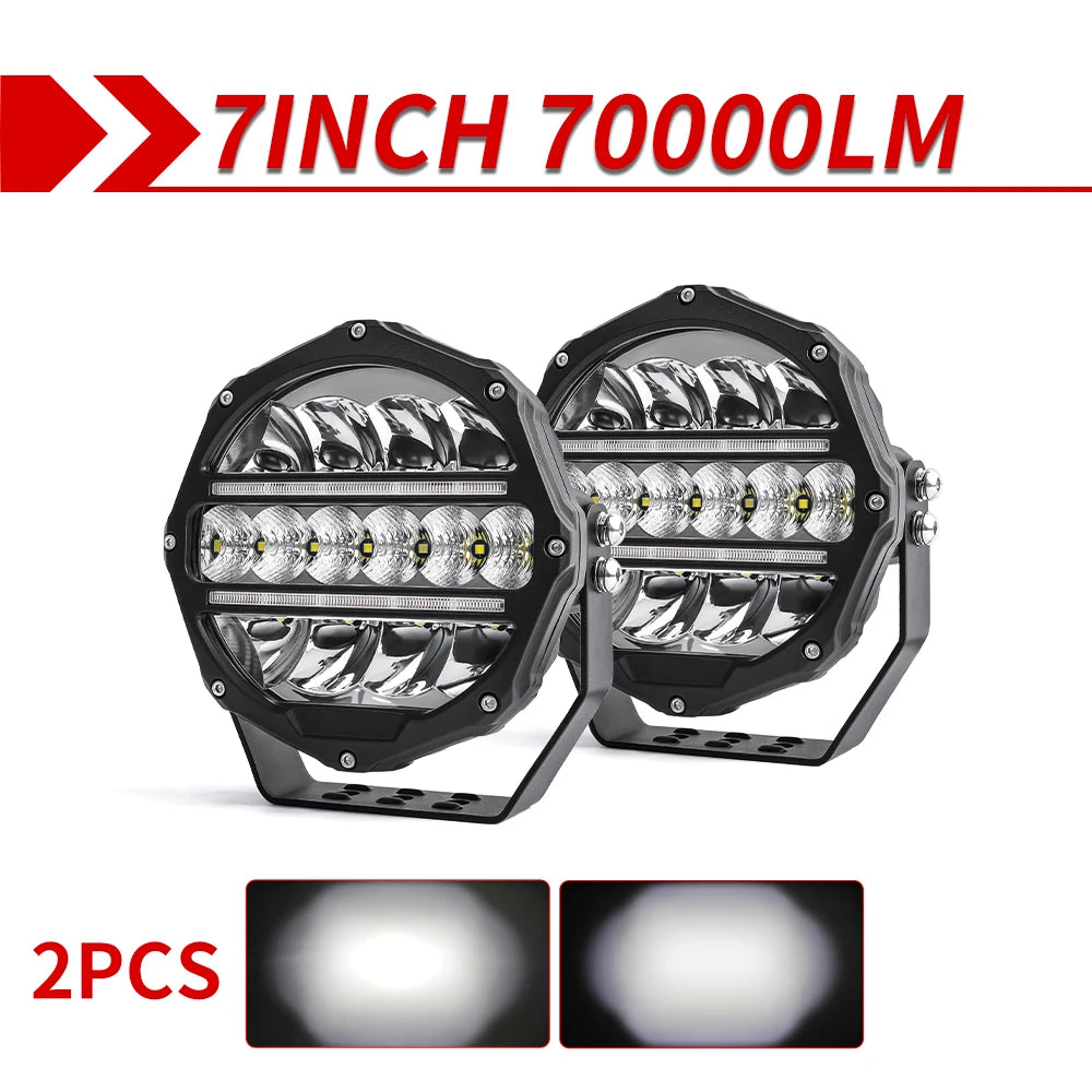 CO LIGHT Round LED Offroad Lights 7 Inch Spot Driving Light Pods with DRL Super Bright Off Road Ditch Work Light Bar for SUV 2PC 7inch Light Magic Electronics S9e09a9e3f36748618ef77599e6915750k 2PC 7inch Light