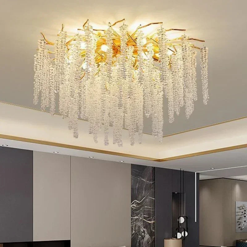 Modern Luxury Gold Branch Tassel Crystal LED Pendant Light Dining Room Living Room Indoor Home Decoration Atmosphere Fixtures Magic Electronics S9ea38e1934c94ab8bda592f0aef28d2f7