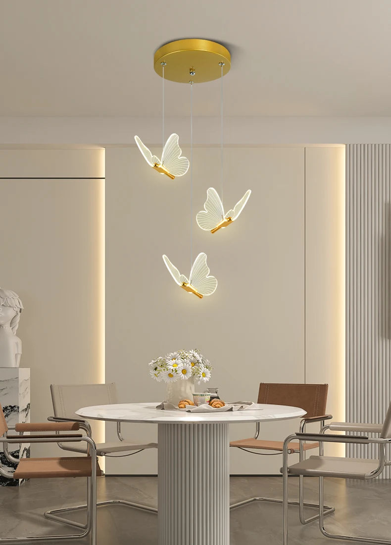 LED Modern 3-Head Butterfly Pendant Ceiling Light, Bedhead Indoor Living Room Dining Room Kitchen Decorative Lighting Magic Electronics S9f00d3e593ef489fa1efac612c039310c