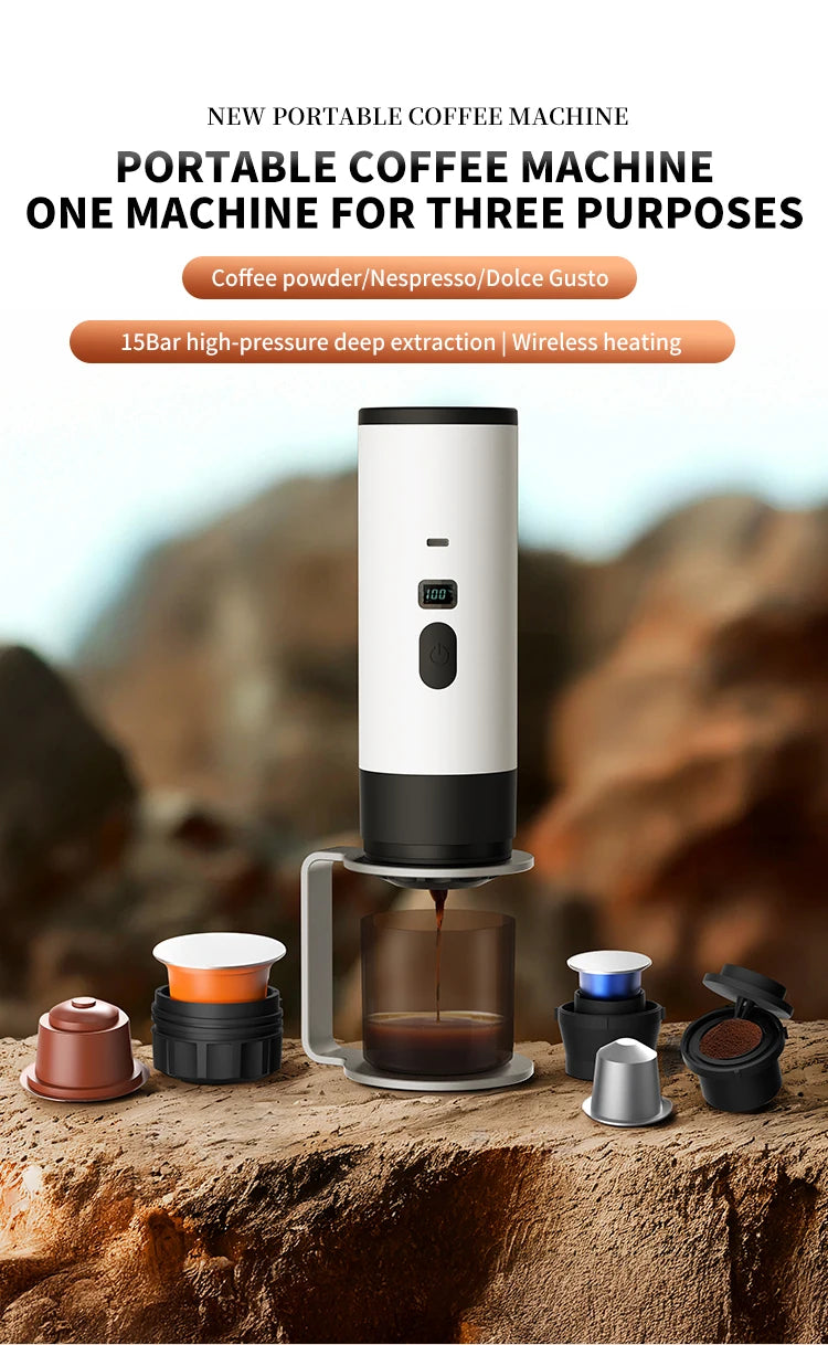 Portable Wireless Charging Coffee Machine 15BAR Multi-function 3 in 1 Fully Automatic Heating Overflow Capsule Coffee Machine Magic Electronics S9f6615762afd4cee923351f218dd1b94L