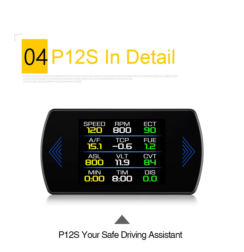 Multi-functions P12S Car HUD Head Up Display OBD2 On-board Computer Water Temp Fuel Consumption LCD Digital Speedometer Gauge Magic Electronics S9ff4870cd5bd460b98d3363ac5893dd2q