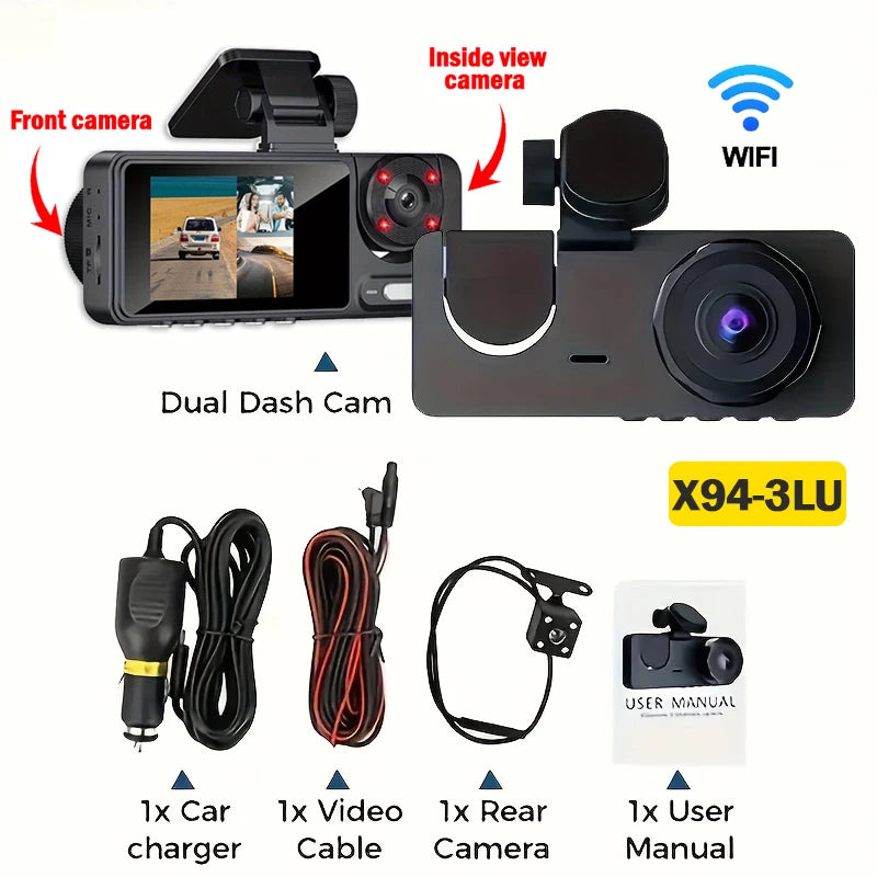 3Channel 1080P Dash Cam for Cars WIFI Car DVR Video Recorder Rear View Camera for Vehicle Night Vision Black Box Car Assecories X94-WIFI-3CAM Magic Electronics Sa0b9708dd379485cba3f2f9e61a2ea50G X94-WIFI-3CAM