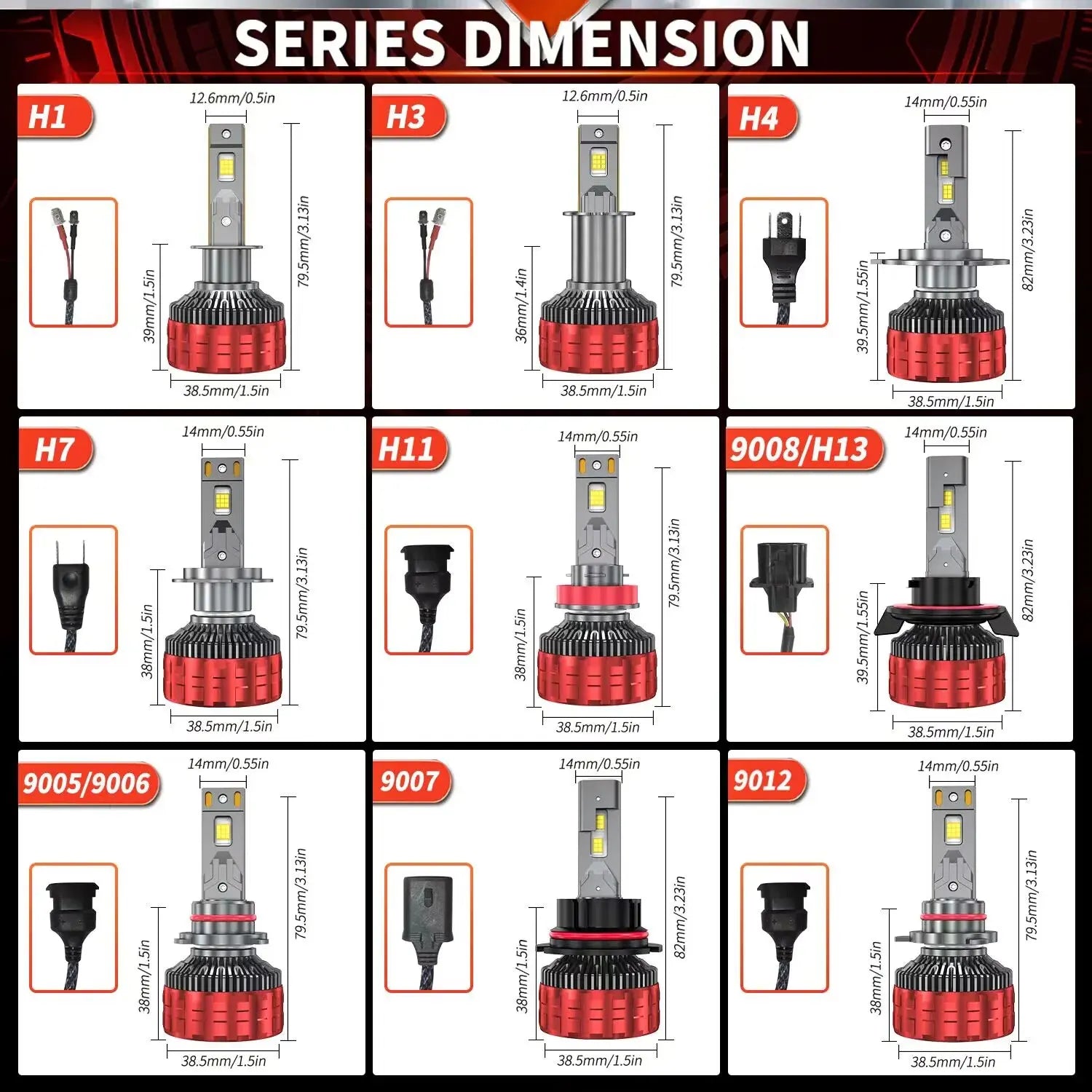 ACTVTCA 9000W 18000000LM H4 H7 LED Headlights 6000K Headlamp H1 Led H11 H8 H3 HB3 9005 HB4 9006 9007 9008 H13 9012 H9 Car Lights - Magic Electronics