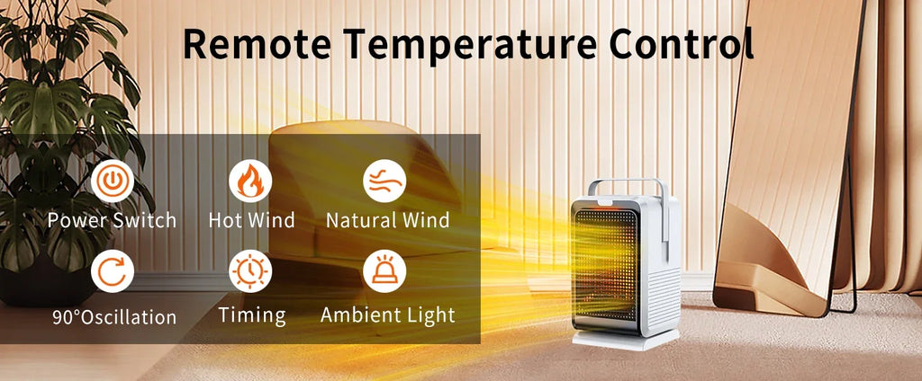 Portable Desktop PTC quick heating shaking head electric both cooling and heating small household With Remote Control 1000W - Magic Electronics