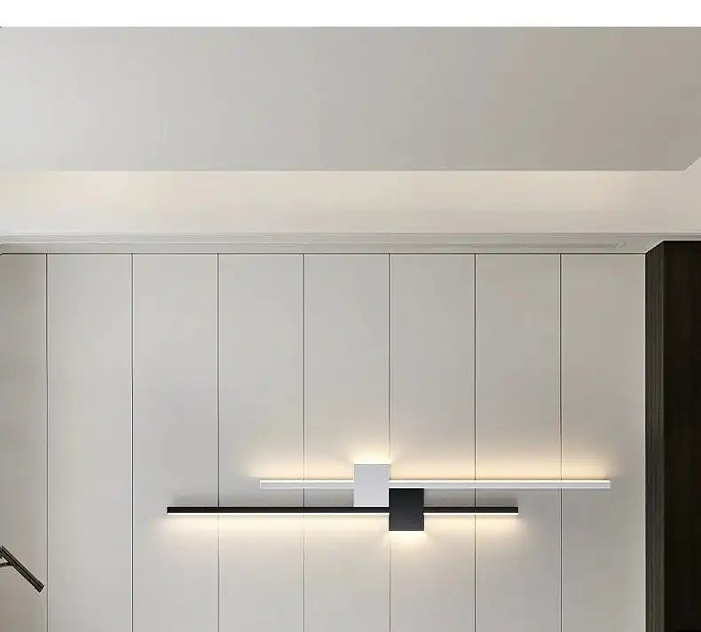 Wall Lamps LED Lights Simple Modern Sofa Living Room Decor TV Background Decoration Wood Grille Bedroom Bar Long Strip Wall Lamp - Magic Electronics