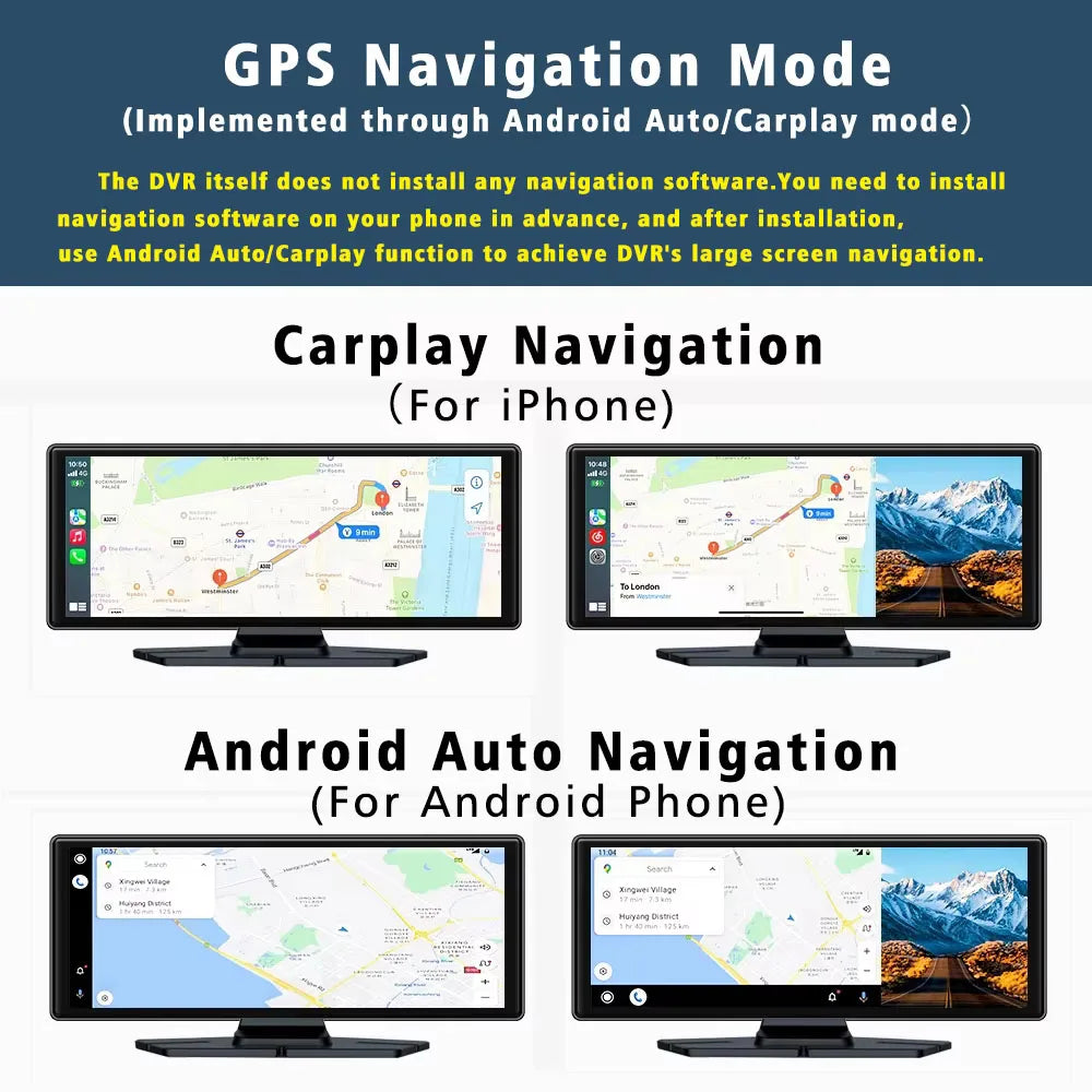 10.26 Inch 4K 3840*2160P Car Dvr Carplay Android-Auto Dash Cam Cabin GPS 5G WIFI FM BT Dual Lens Camera Dashcam Drived Record Magic Electronics Sa24fbd2c8f244d3f8ba4ffdaa9abc03fp